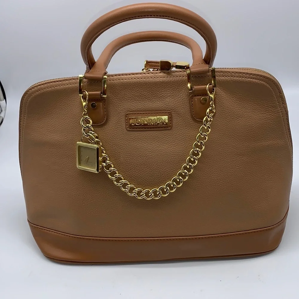 Joy & Iman Tan Leather Satchel , A Y2K Treasure
